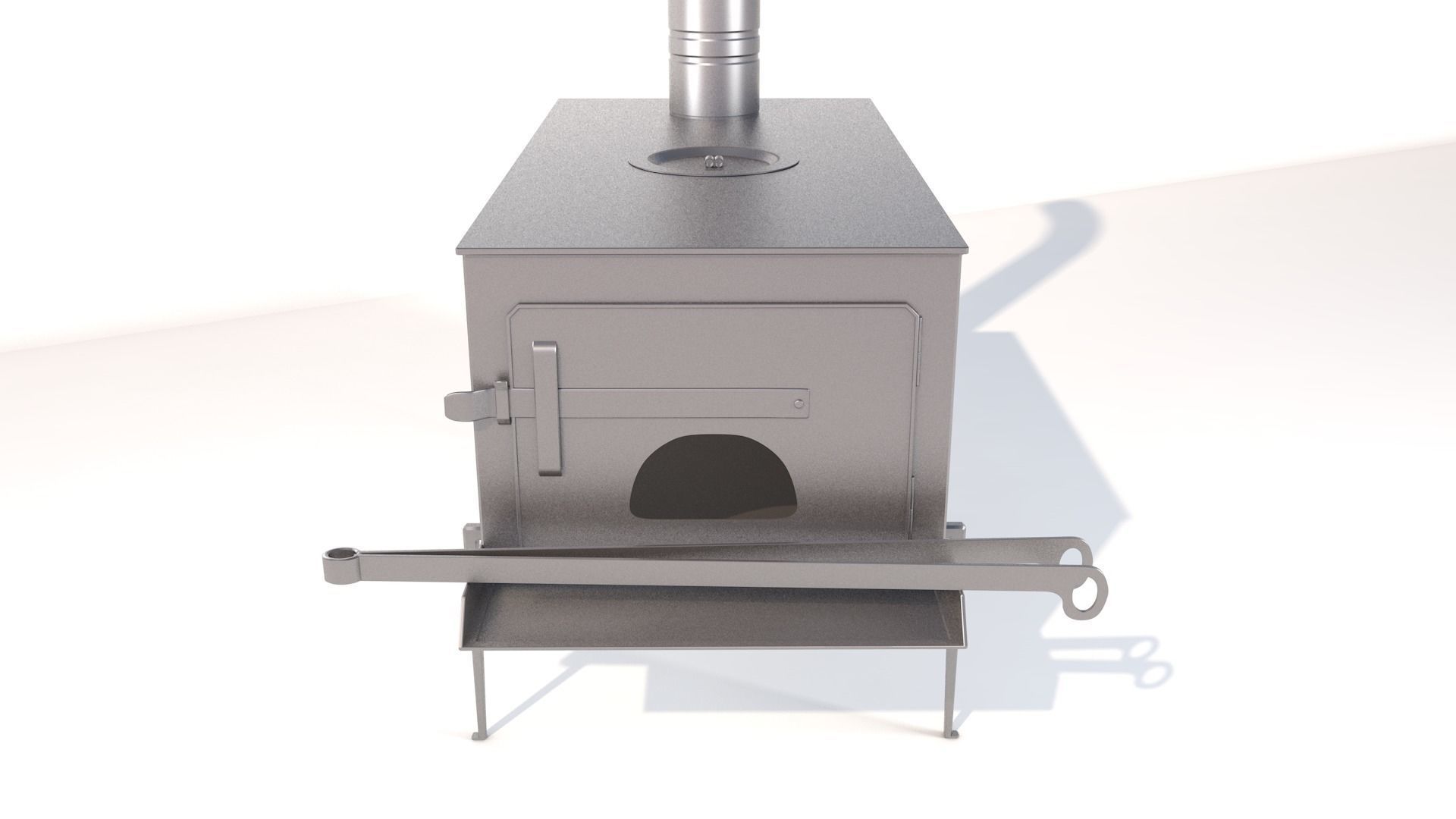 Wood Stove Low-poly 3D model_10