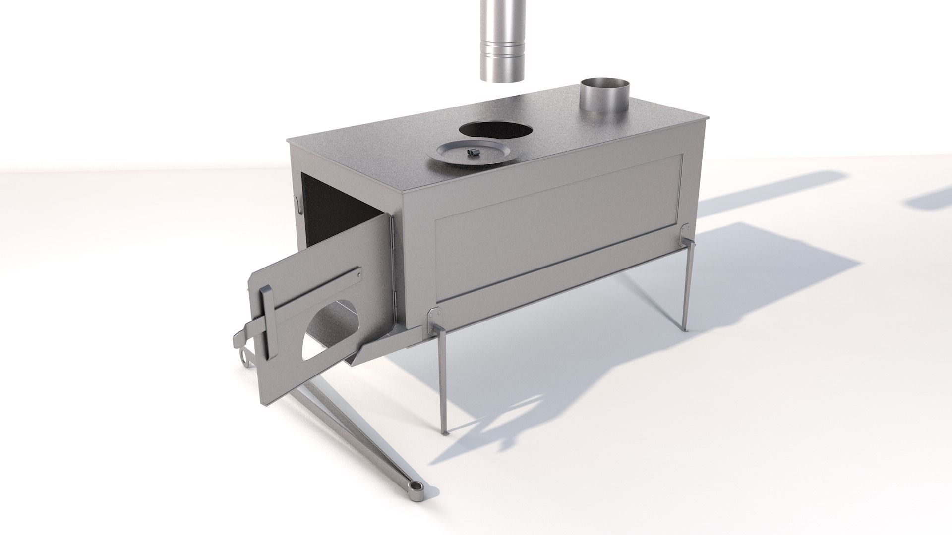 Wood Stove Low-poly 3D model_5