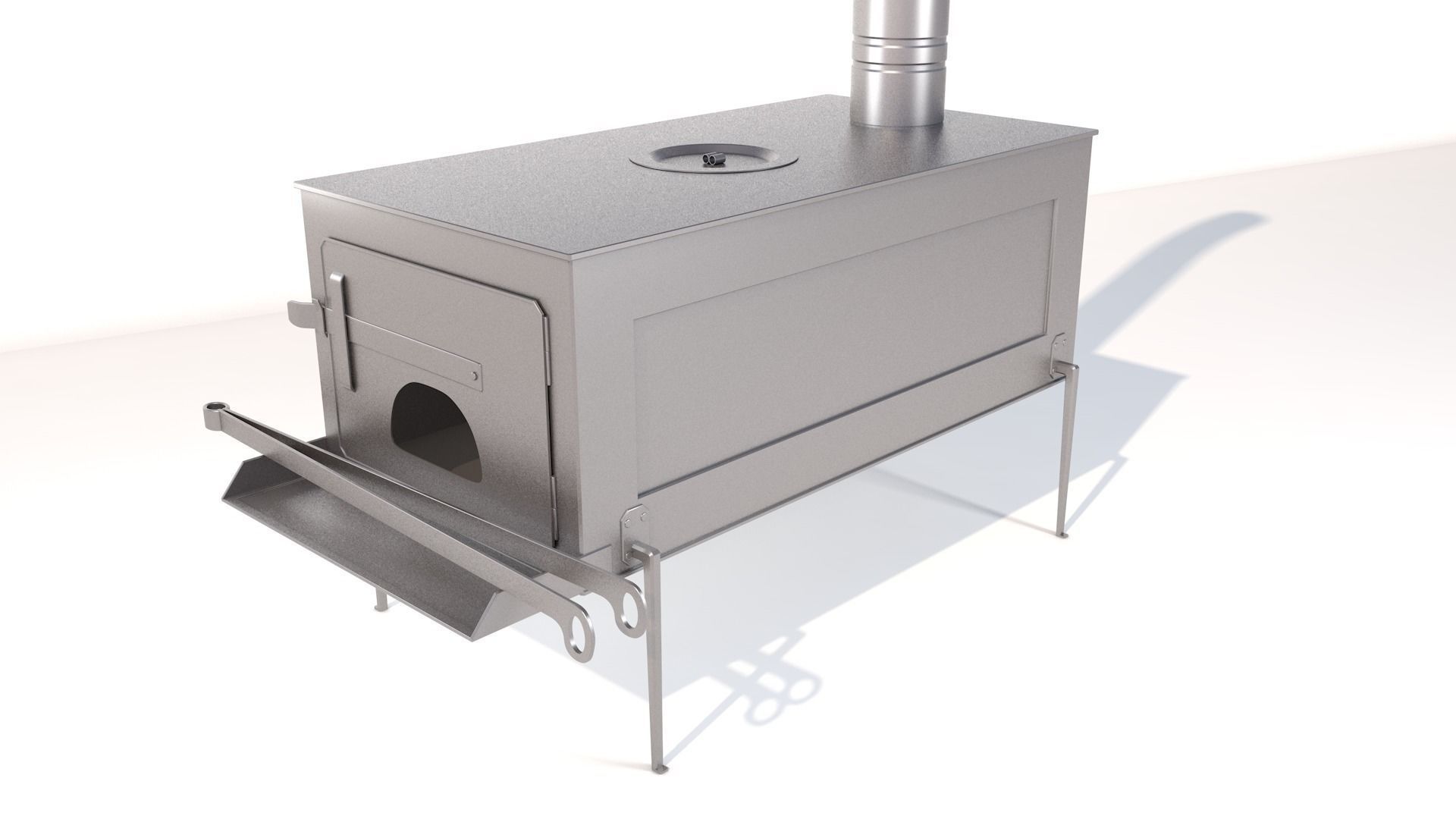 Wood Stove Low-poly 3D model_2