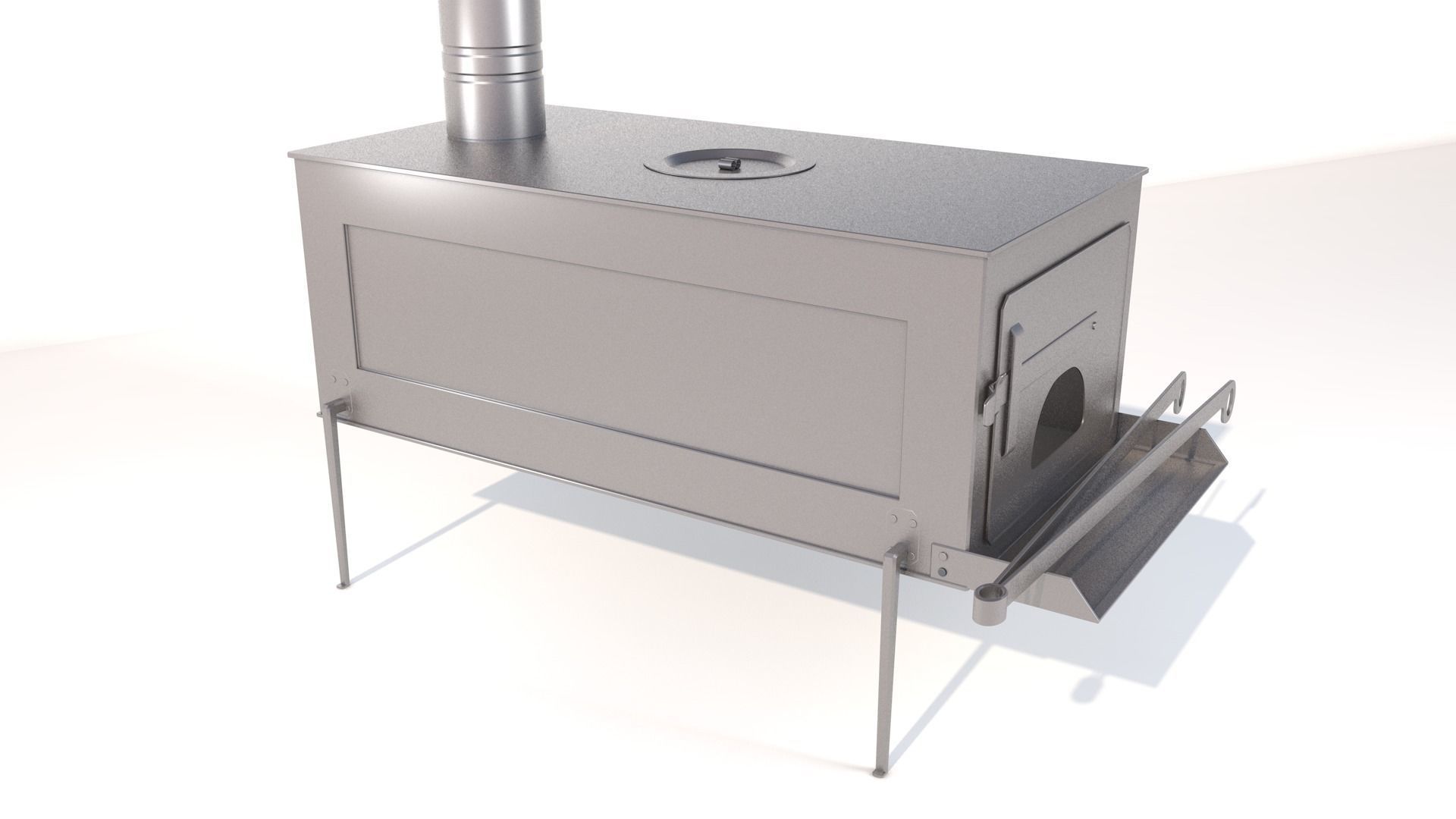 Wood Stove Low-poly 3D model_6