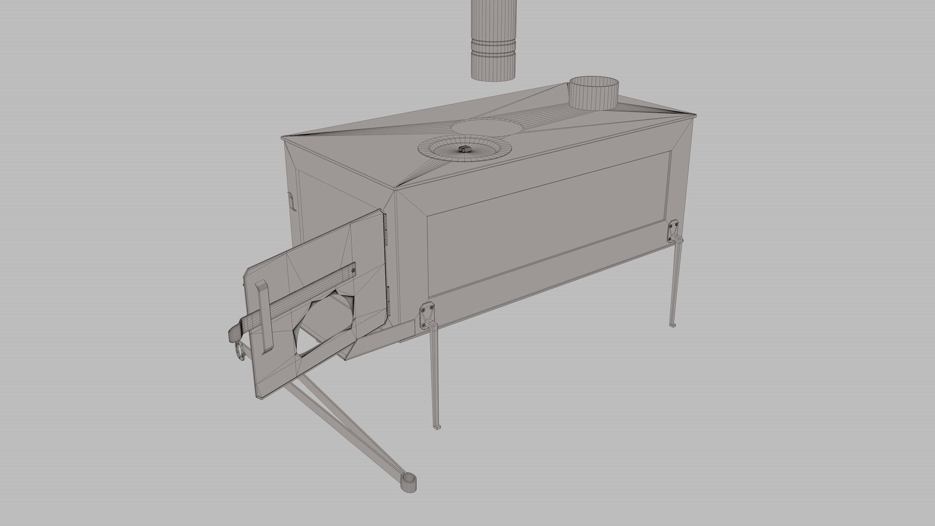 Wood Stove Low-poly 3D model_12