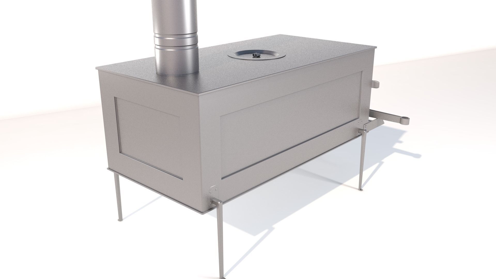 Wood Stove Low-poly 3D model_8