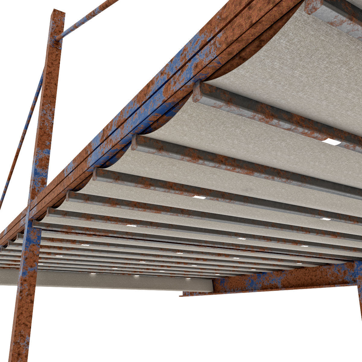 Motorized Pergola 1a Worn 3 3D model_6
