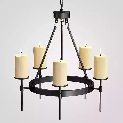 Conne 5 wrought iron candle chandelier