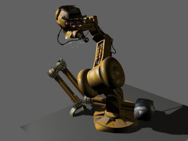Cartoony Industrial Robot Rigged 3D model_2