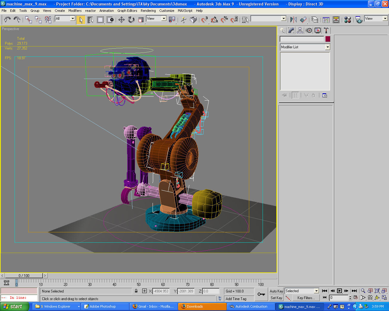 Cartoony Industrial Robot Rigged 3D model_9