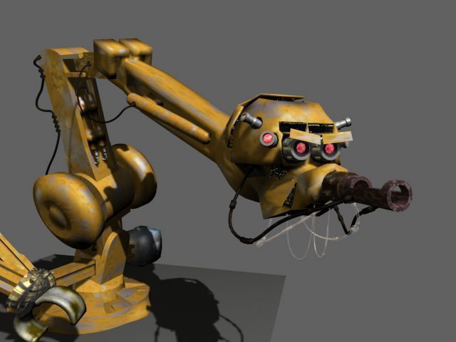 Cartoony Industrial Robot Rigged 3D model_8