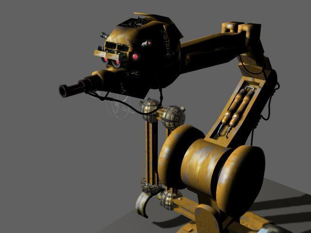 Cartoony Industrial Robot Rigged 3D model_6