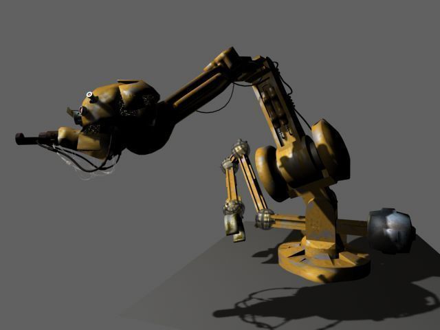 Cartoony Industrial Robot Rigged 3D model_7