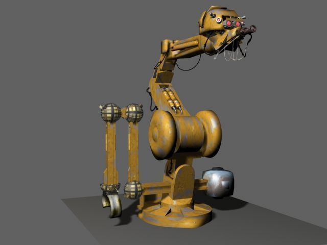 Cartoony Industrial Robot Rigged 3D model_1