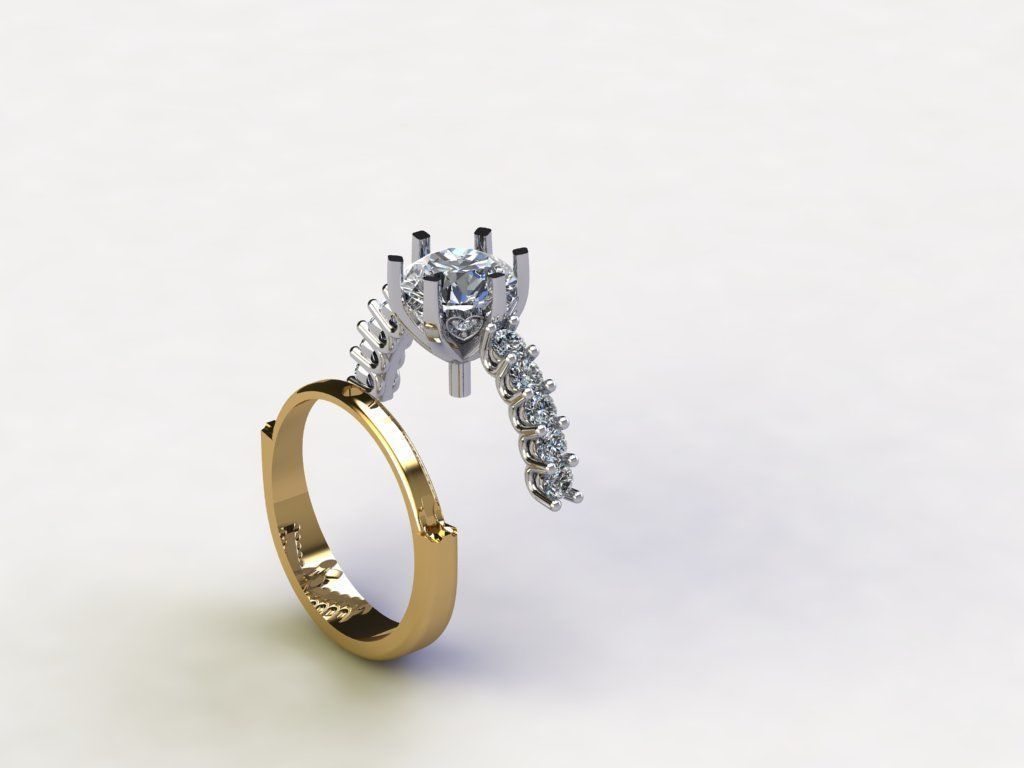 1ct solitaire 2-parts 3D print model_6