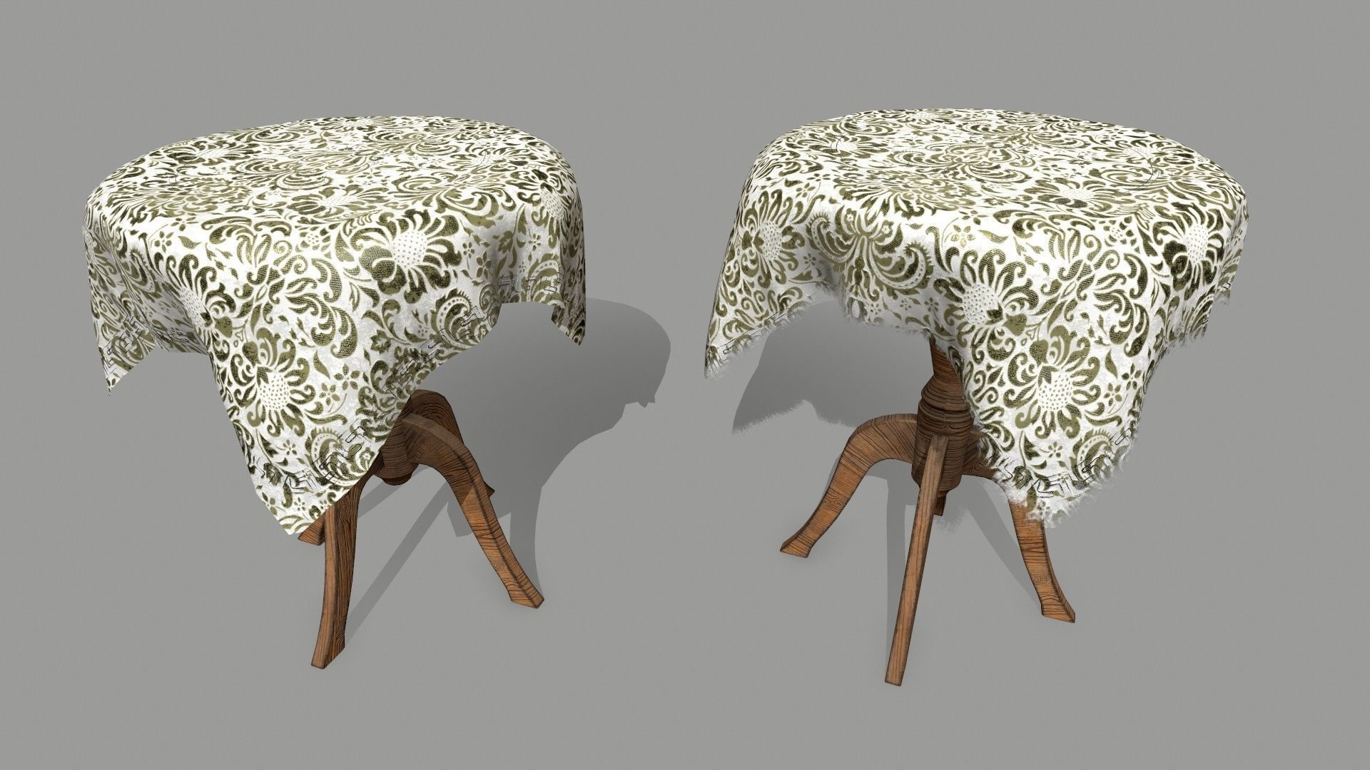 Table damask tablecloth Low-poly 3D model_1