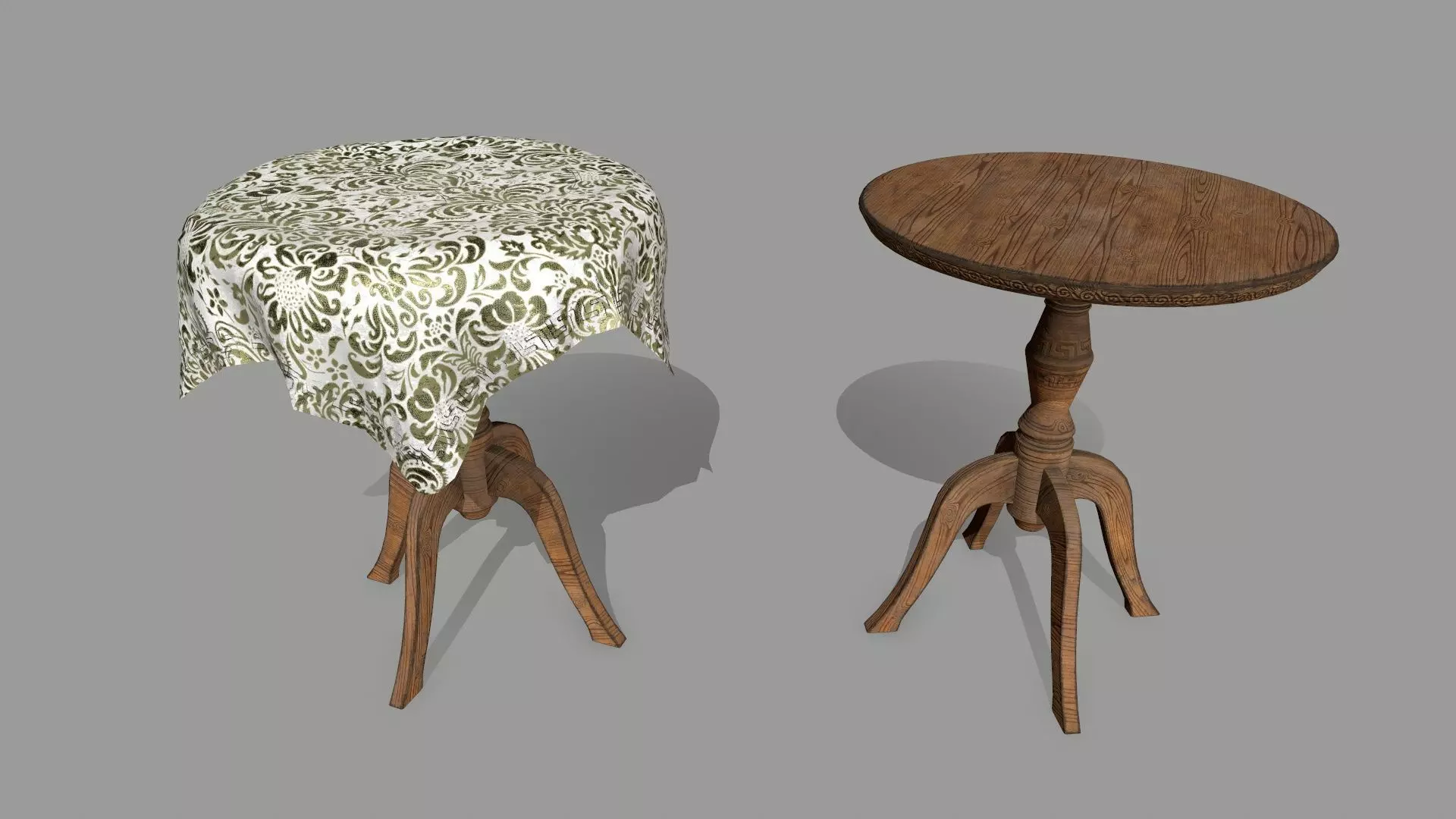 Table damask tablecloth Low-poly 3D model_0