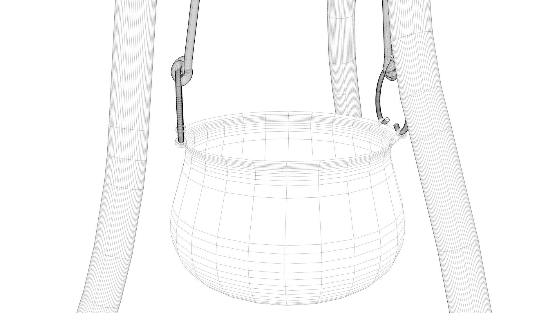 Medieval Cooking Camp Cauldron Pot 3D model_10