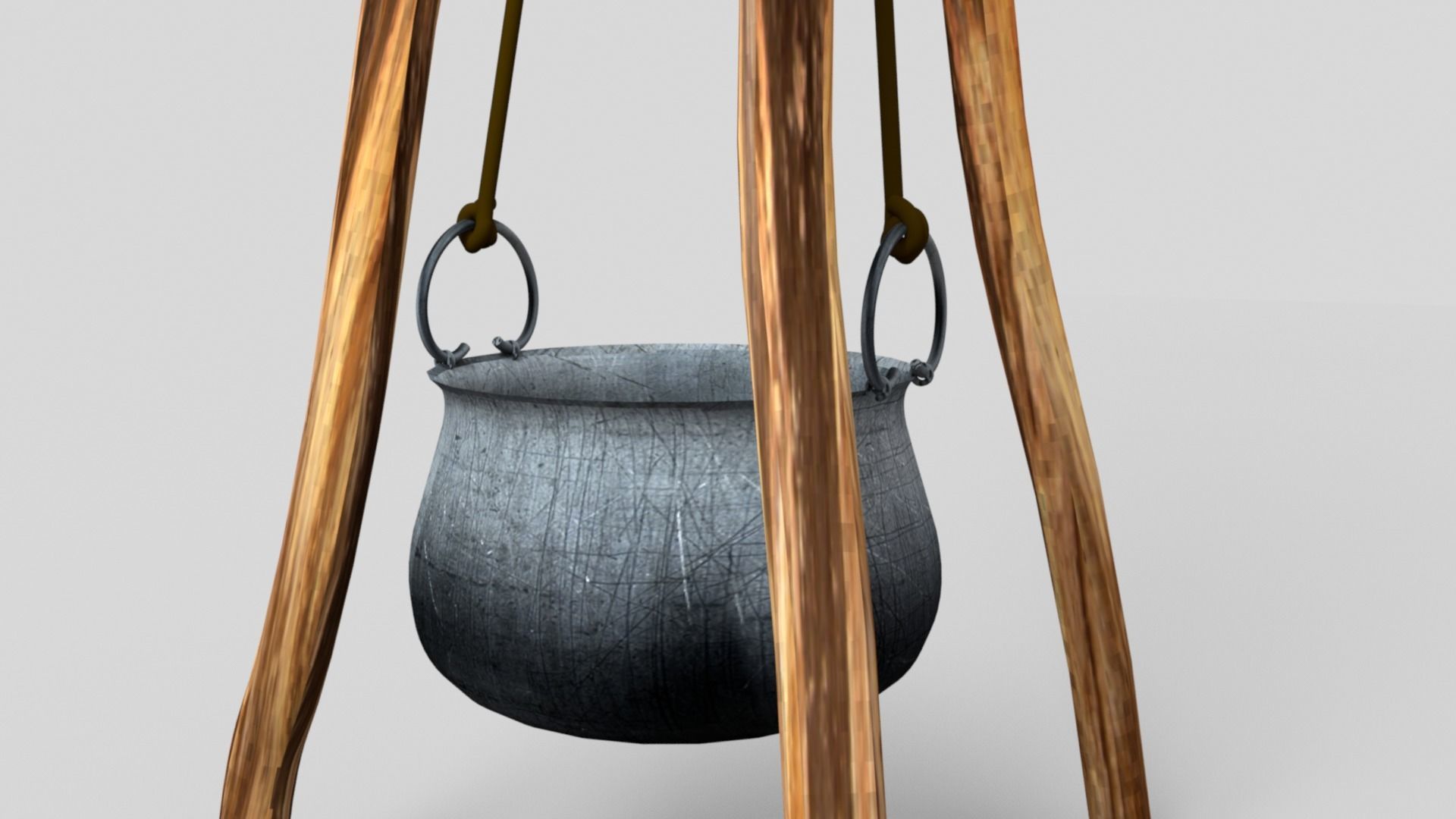 Medieval Cooking Camp Cauldron Pot 3D model_2