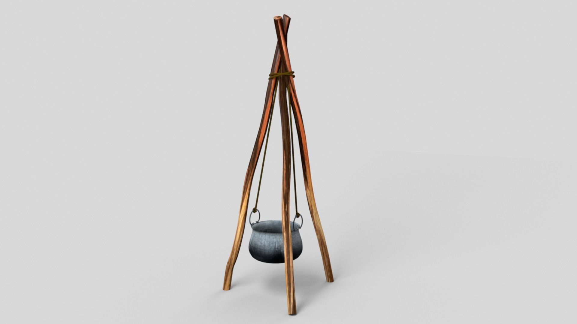 Medieval Cooking Camp Cauldron Pot 3D model_5