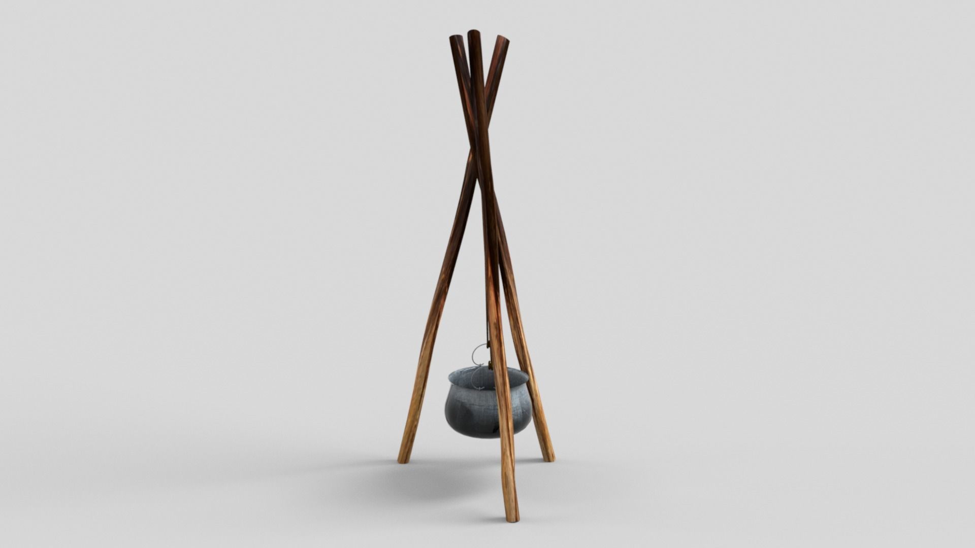 Medieval Cooking Camp Cauldron Pot 3D model_8
