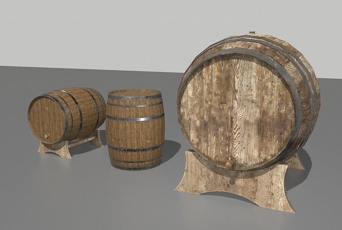 Old Wooden Barrels Low-poly 3D model