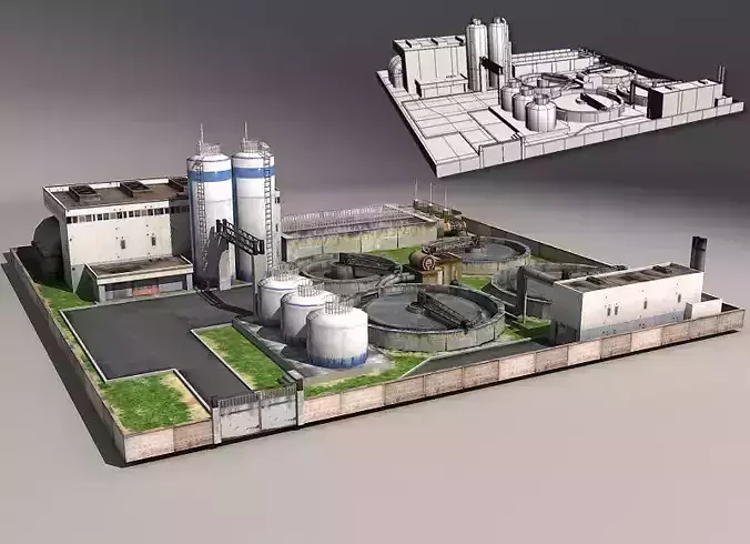 Pumping water purification Low-poly 3D model