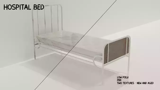 Hospital Bed - Low-poly PBR
