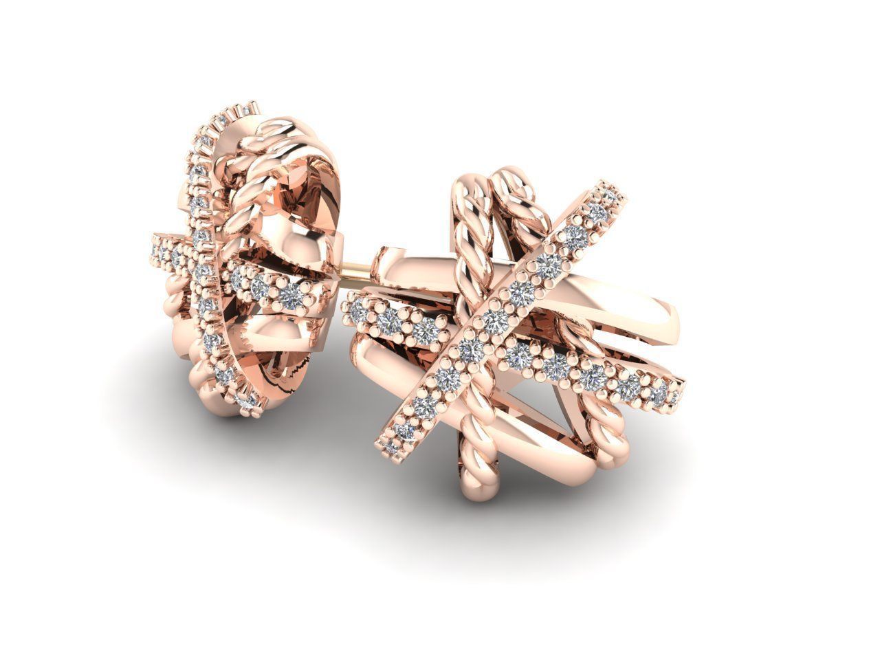 Collection 15 two gold stud earrings with diamonds _5