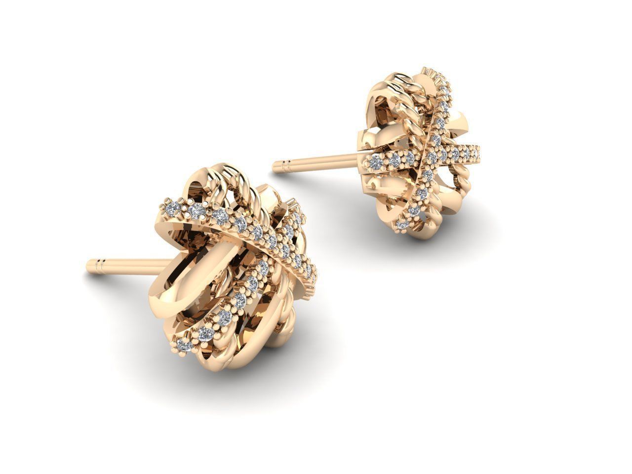 Collection 15 two gold stud earrings with diamonds _6