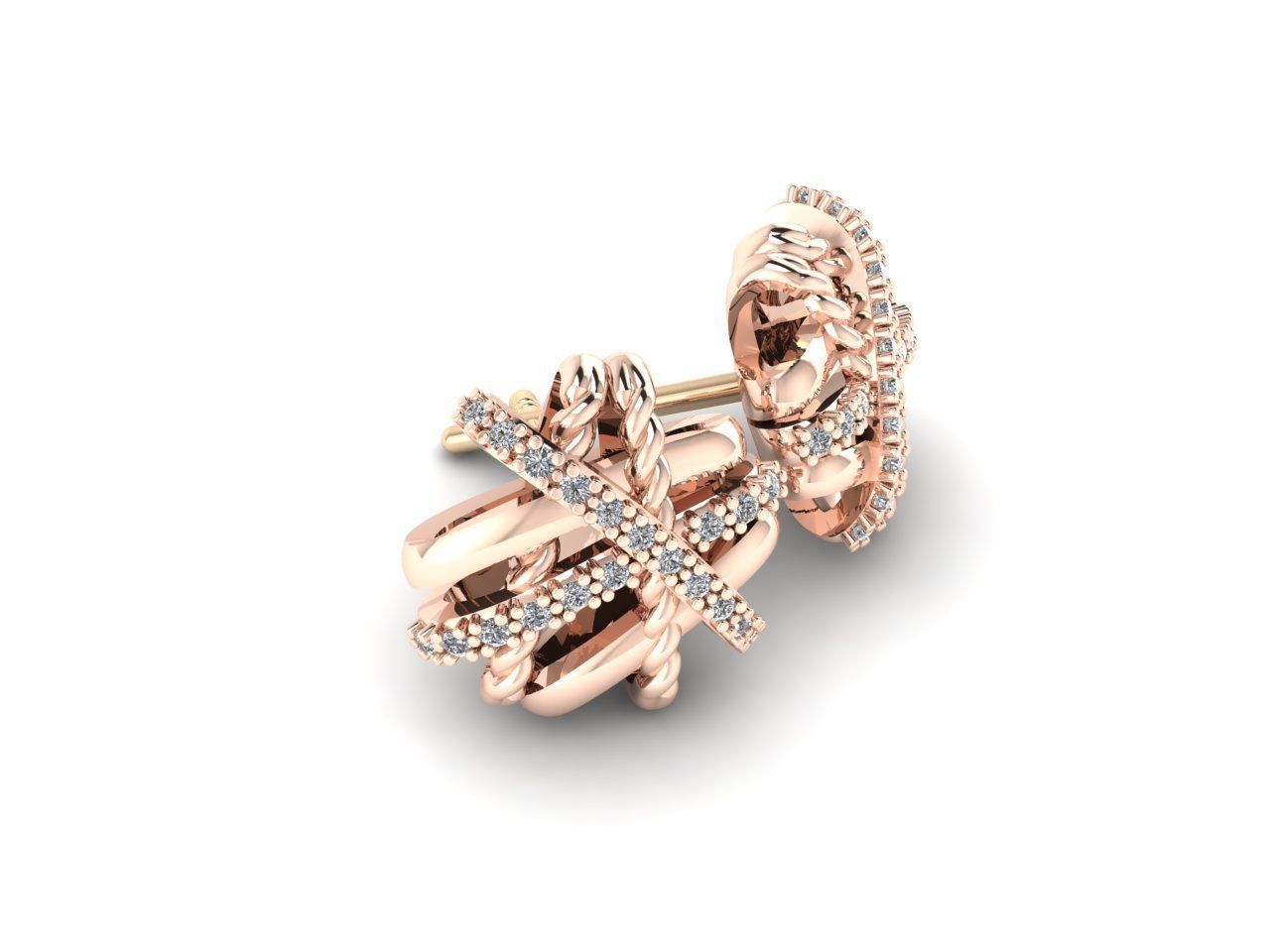 Collection 15 two gold stud earrings with diamonds _7