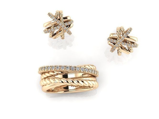 Collection 15 two gold stud earrings with diamonds 