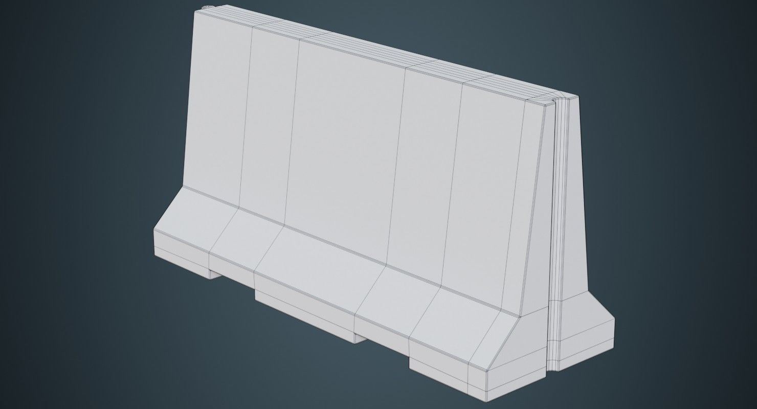 Concrete Barrier 3A Low-poly 3D model_5