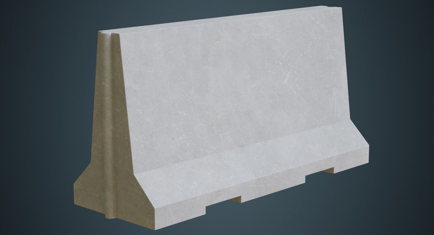 Concrete Barrier 3A Low-poly 3D model_1