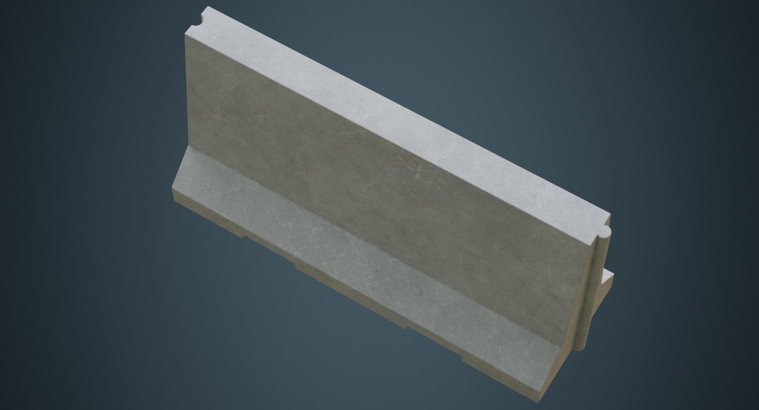 Concrete Barrier 3A Low-poly 3D model_2