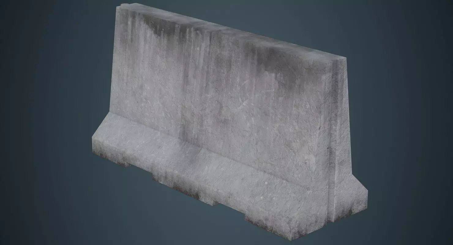 Concrete Barrier 3B Low-poly 3D model_0