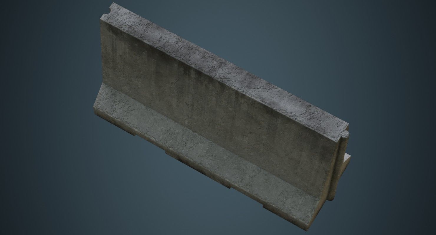 Concrete Barrier 3B Low-poly 3D model_2