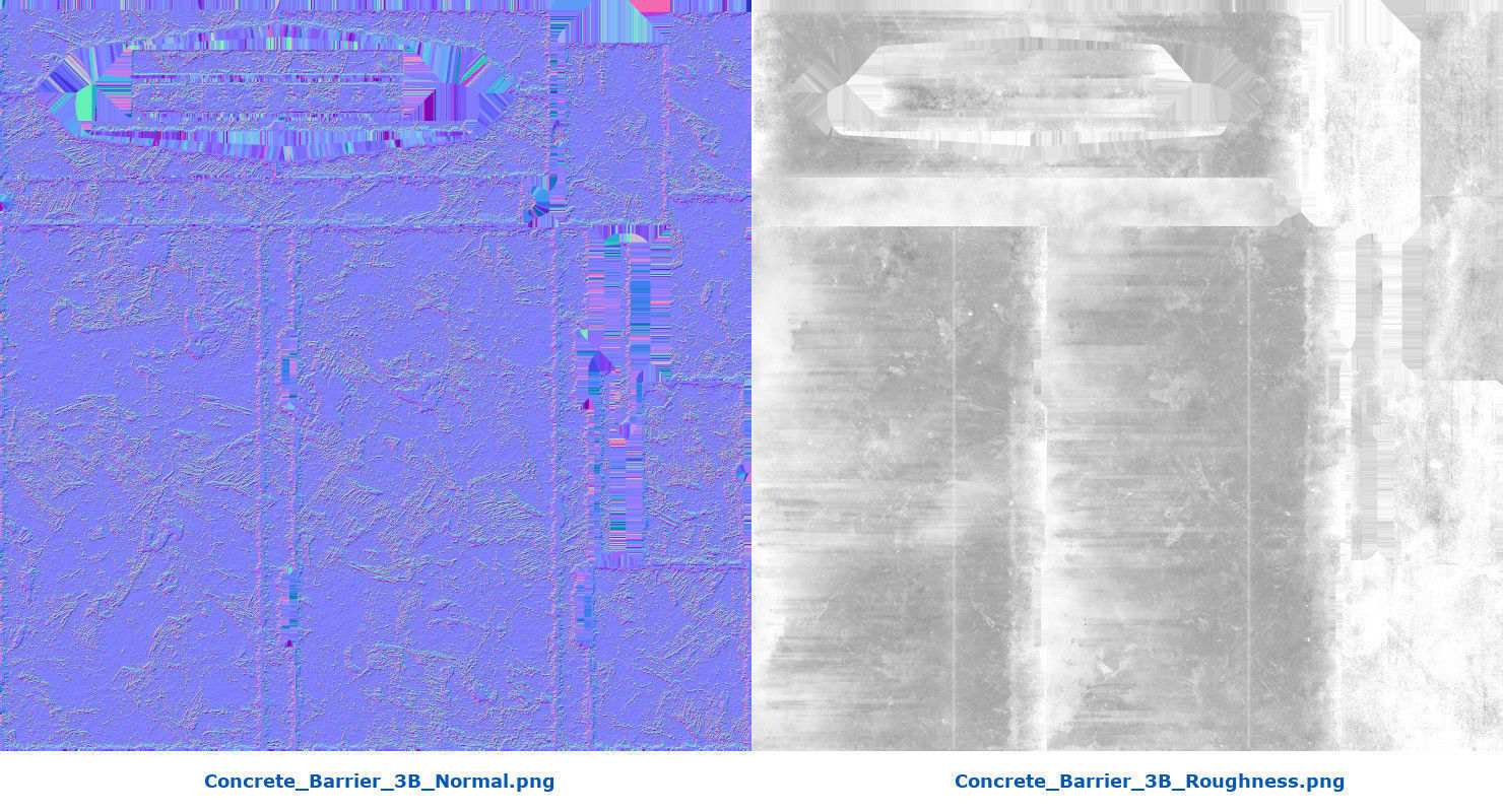 Concrete Barrier 3B Low-poly 3D model_8