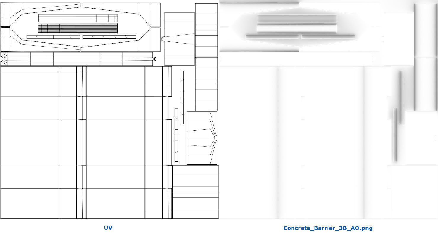Concrete Barrier 3B Low-poly 3D model_6