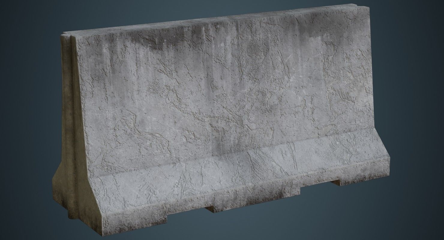 Concrete Barrier 3B Low-poly 3D model_1