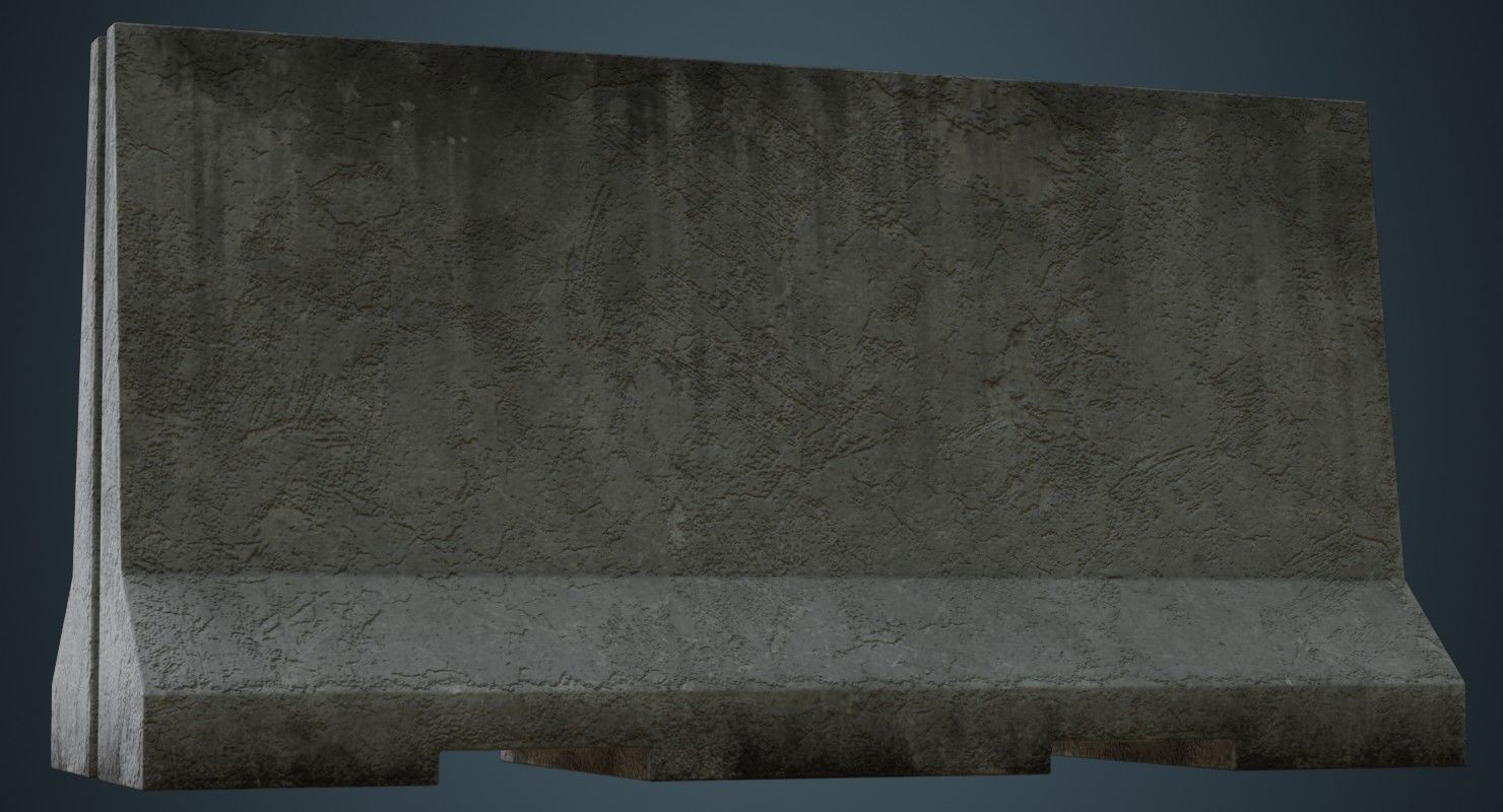 Concrete Barrier 3B Low-poly 3D model_3
