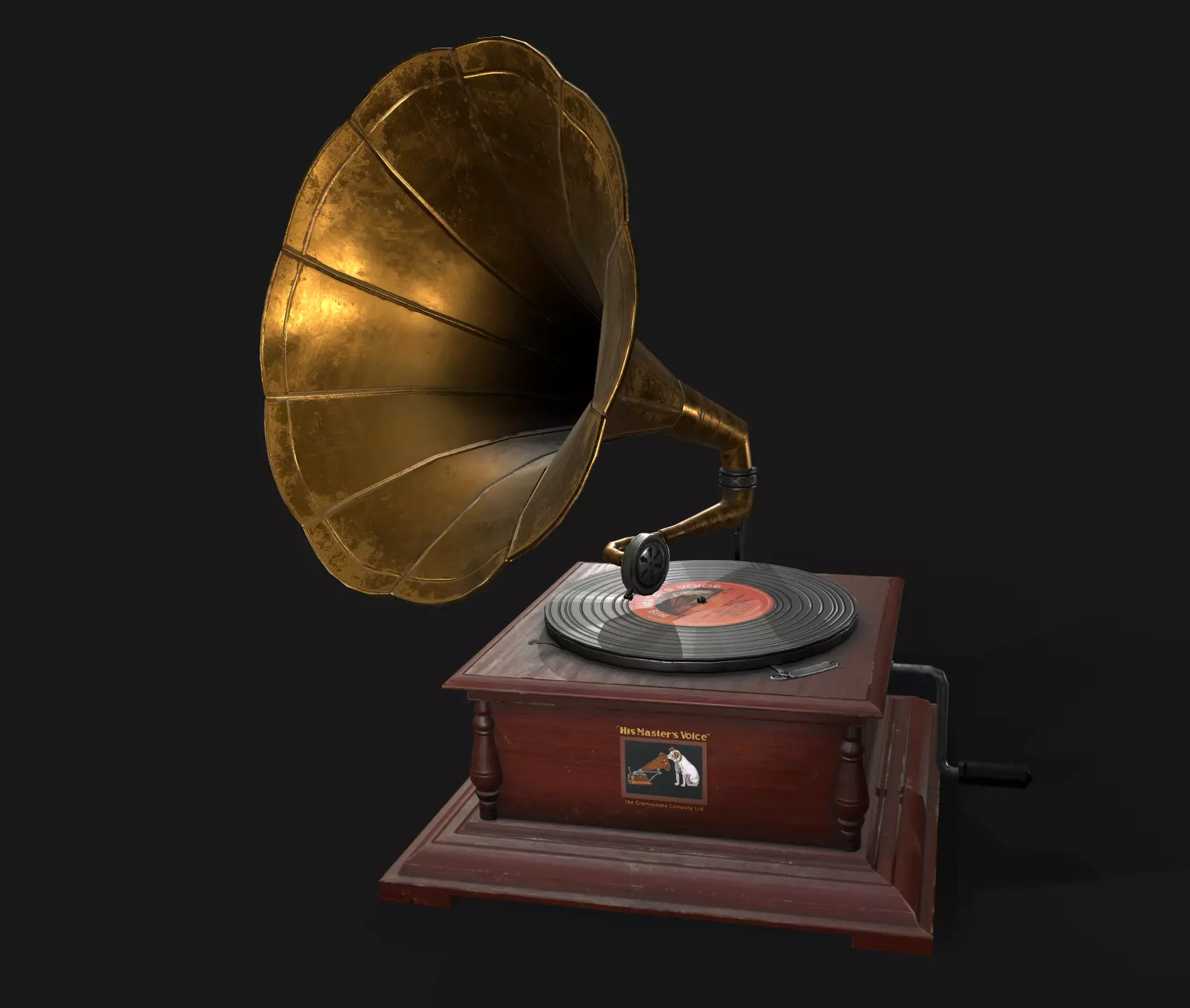 Gramophone Low-poly 3D model_0
