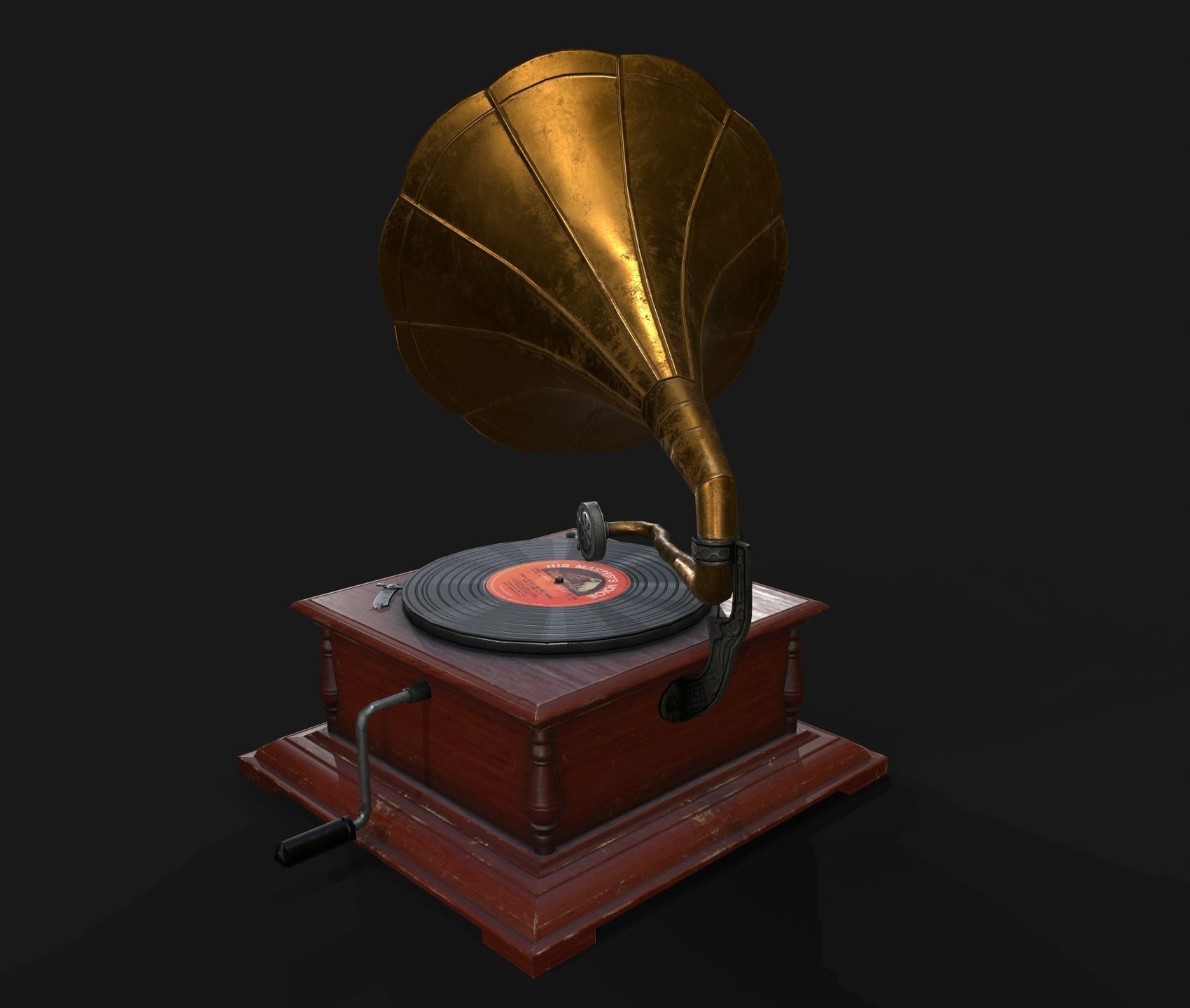 Gramophone Low-poly 3D model_4