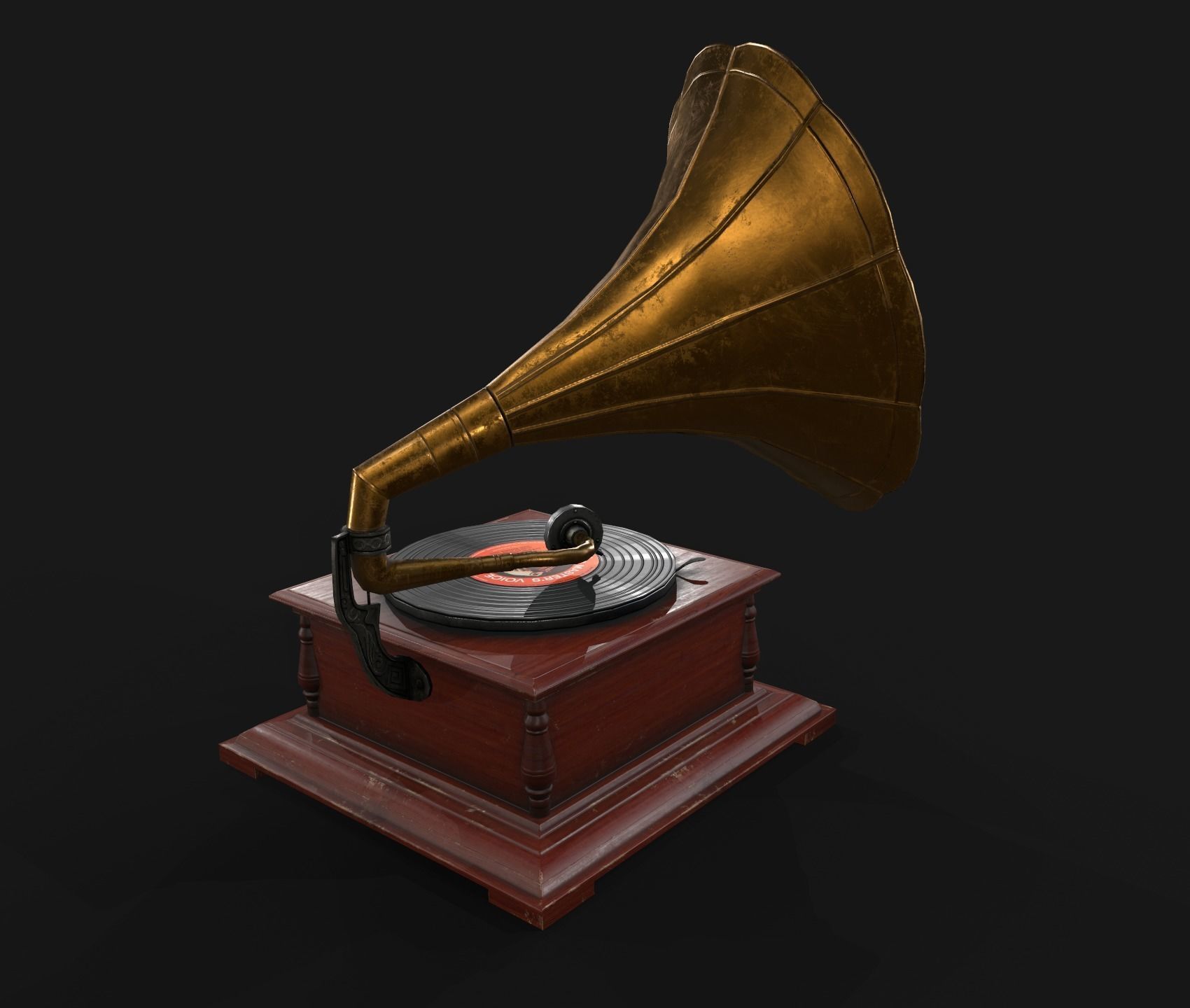 Gramophone Low-poly 3D model_3