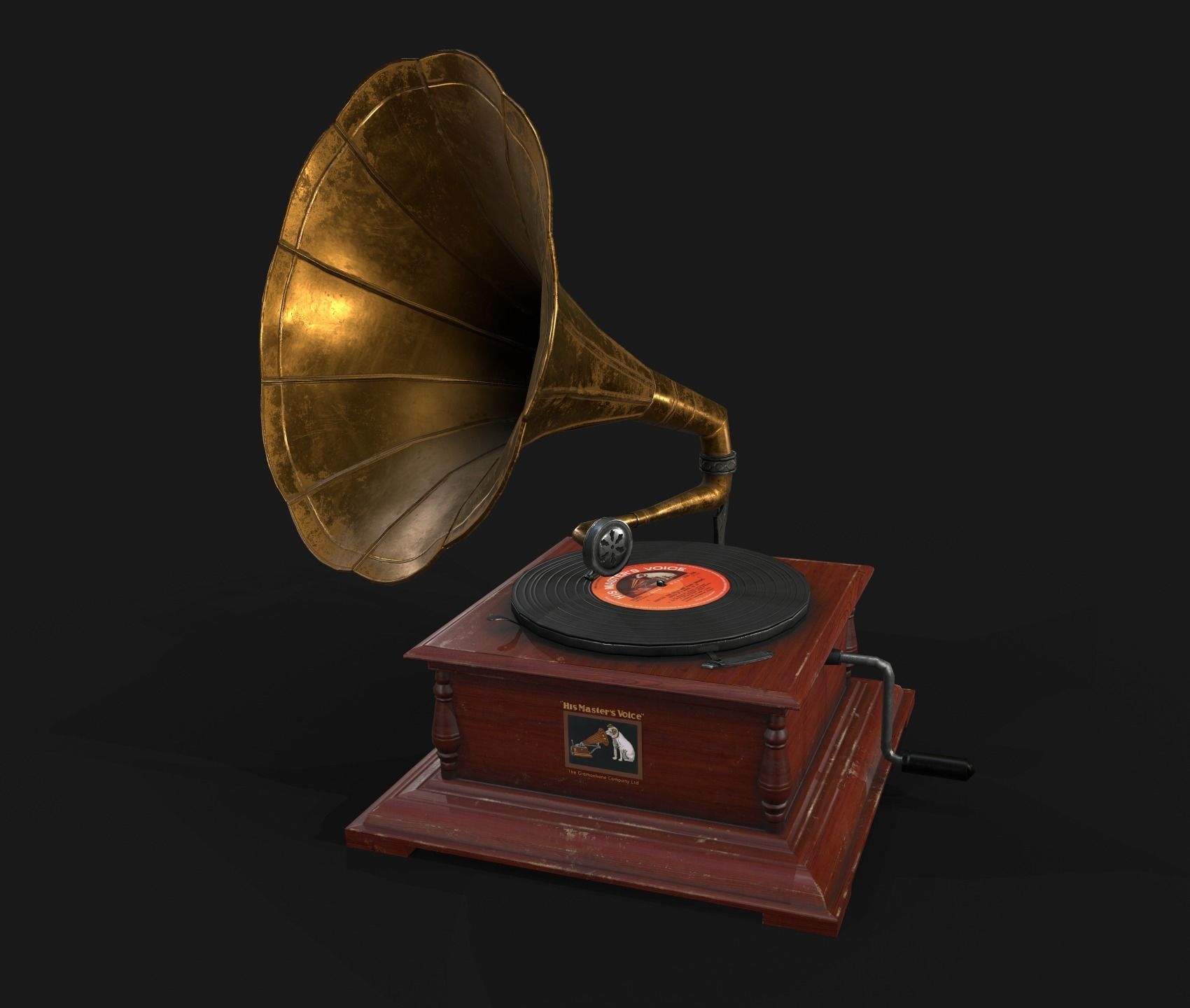 Gramophone Low-poly 3D model_8