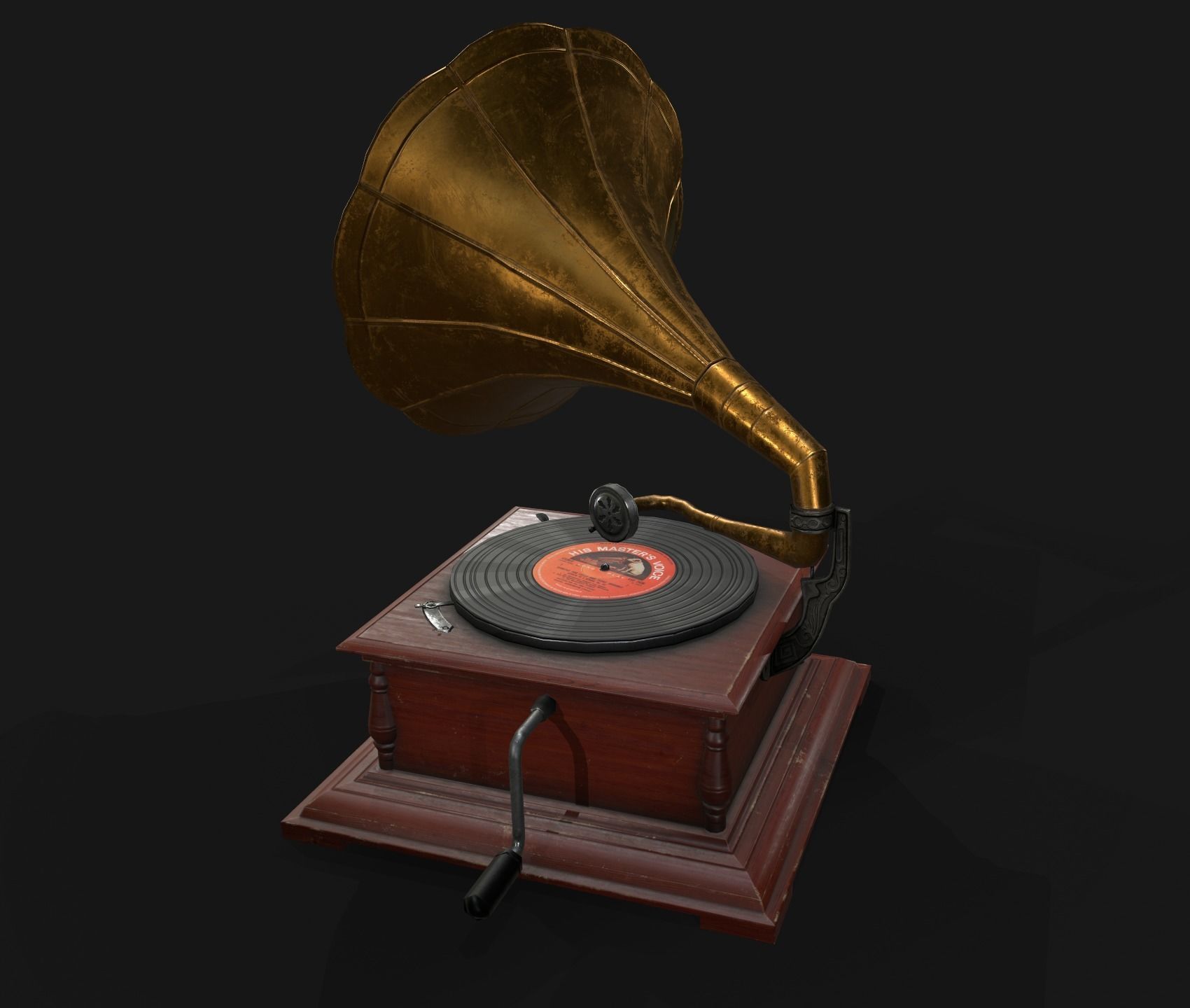 Gramophone Low-poly 3D model_7