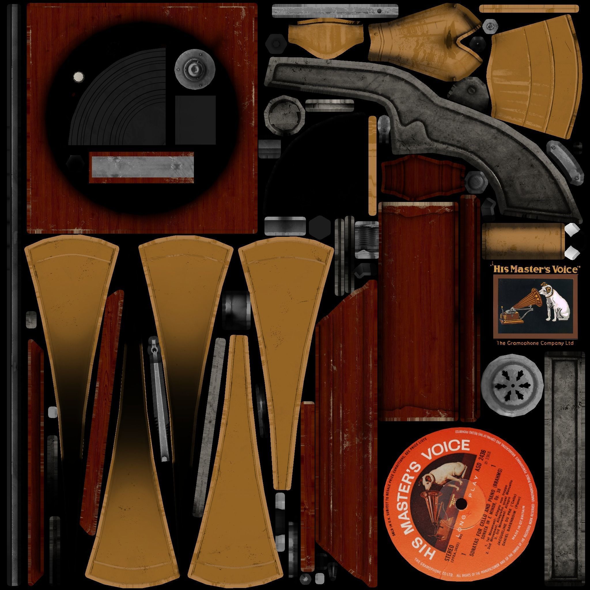 Gramophone Low-poly 3D model_10