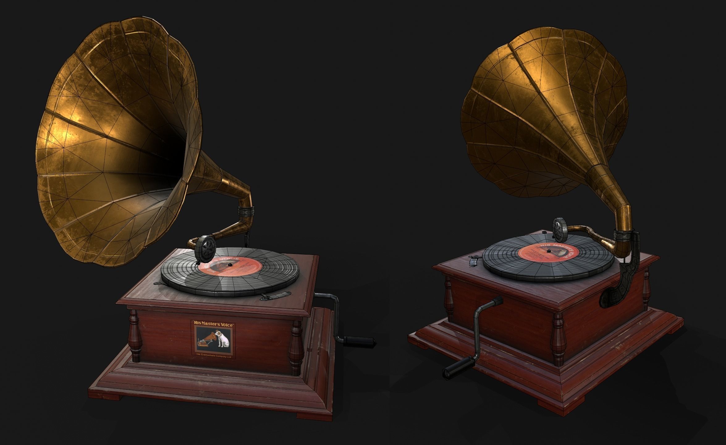 Gramophone Low-poly 3D model_9