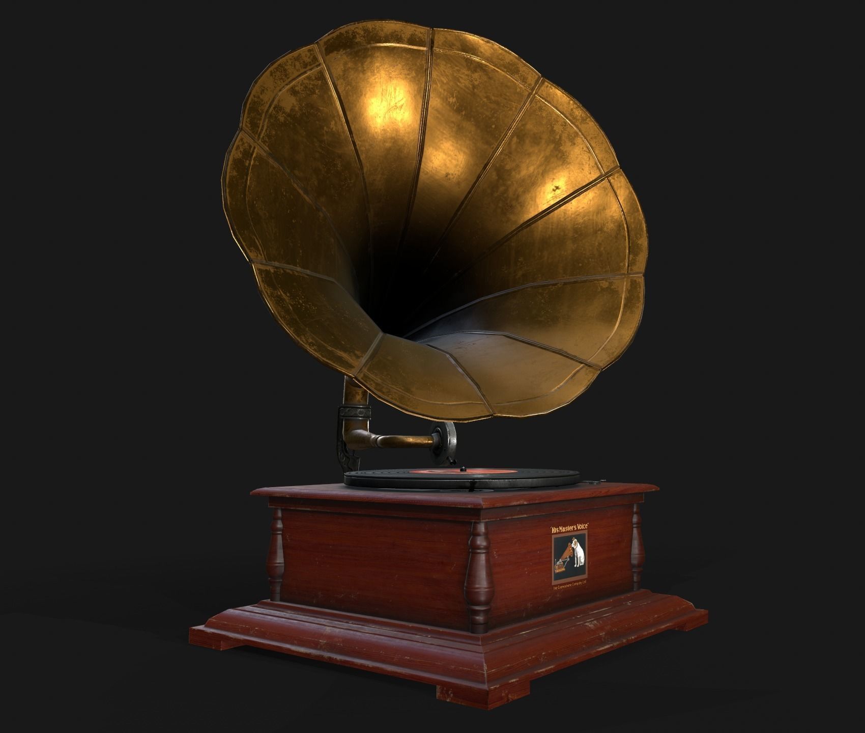 Gramophone Low-poly 3D model_2