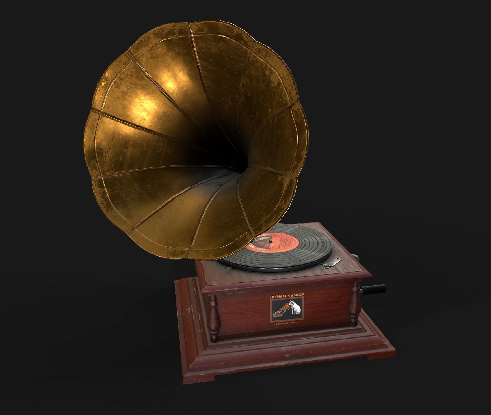 Gramophone Low-poly 3D model_5