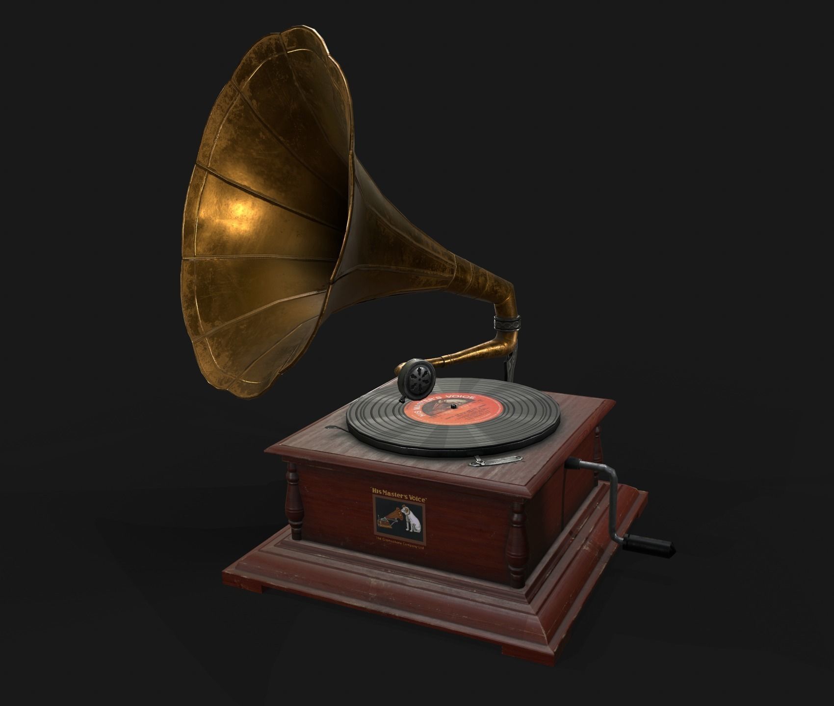 Gramophone Low-poly 3D model_6