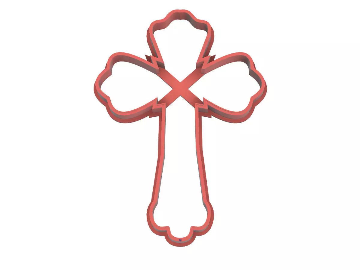 0002 Cross with notches cookie cutter Easter 3D print model_0