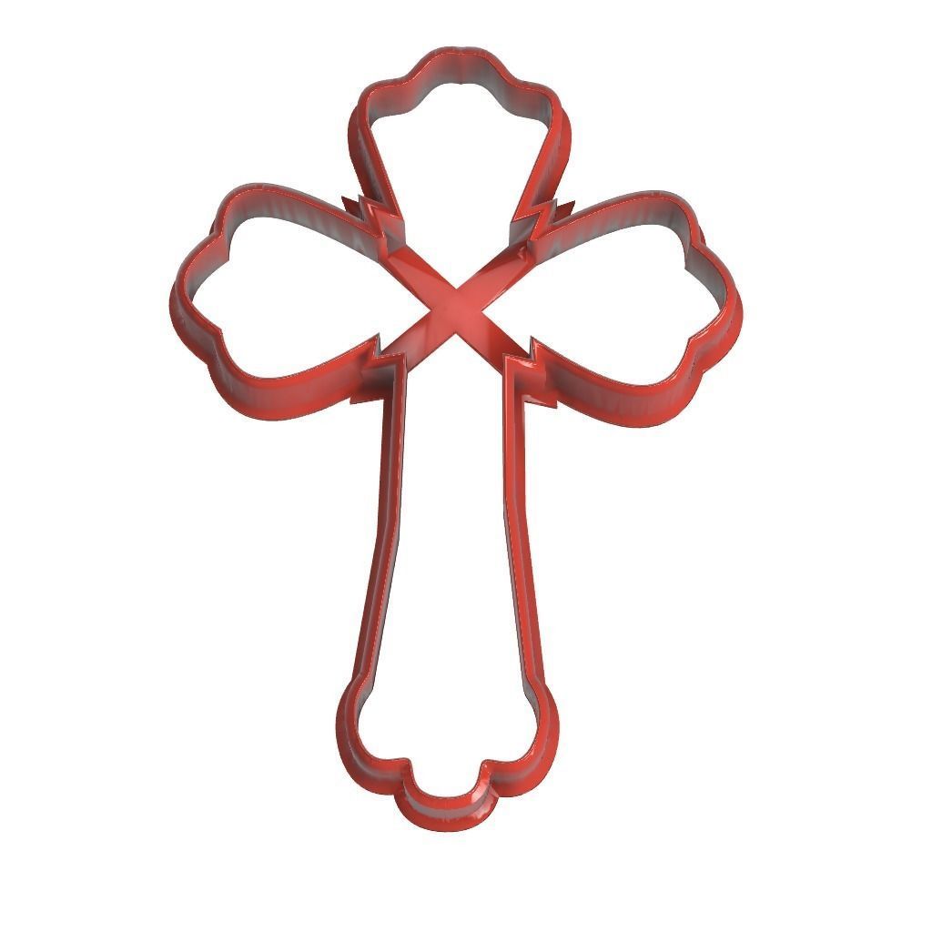 0002 Cross with notches cookie cutter Easter 3D print model_3