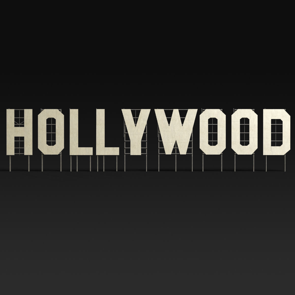Hollywood sign 3D model_4